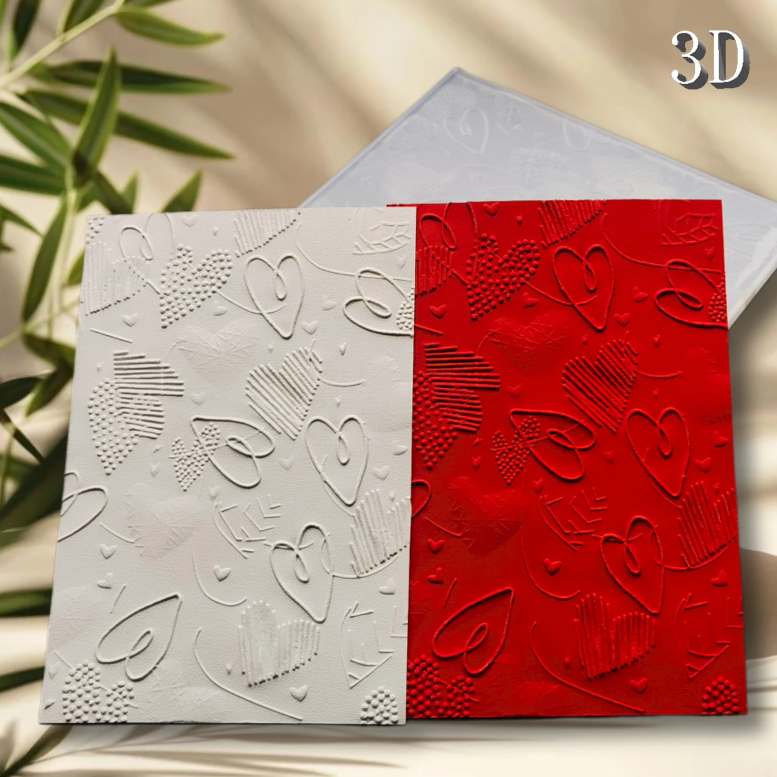 3D-geprägtes herzförmiges Themen-Dekorationsbild „geprägter Ordner, handgefertigte Kunststoffvorlage, zur Herstellung von Karten, Sammelalben, Scrapbooks.