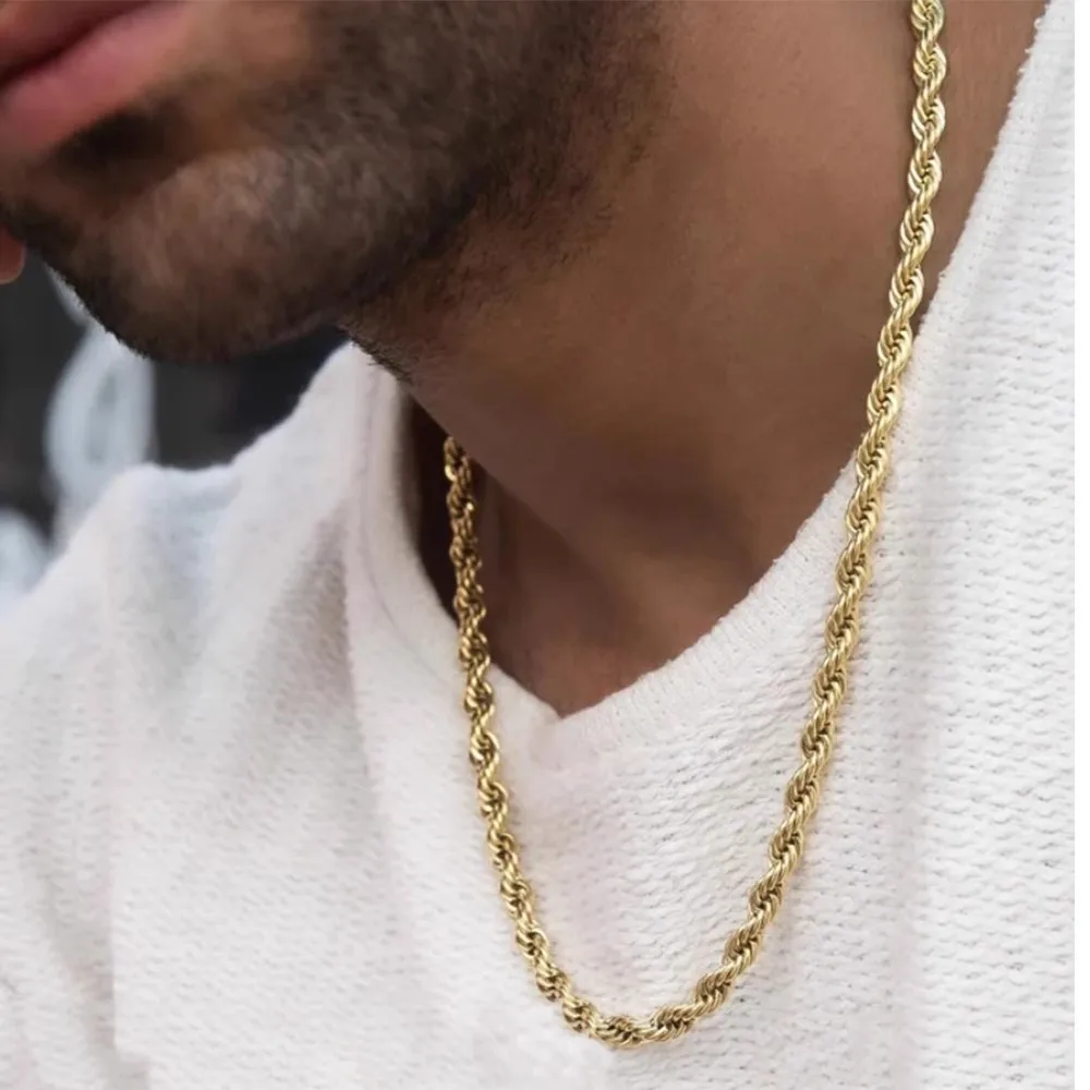 Stainless Steel Twist Chain for DIY, Fashionable Neck Chain, Plain Hip-Hop Necklace, European and American Personality