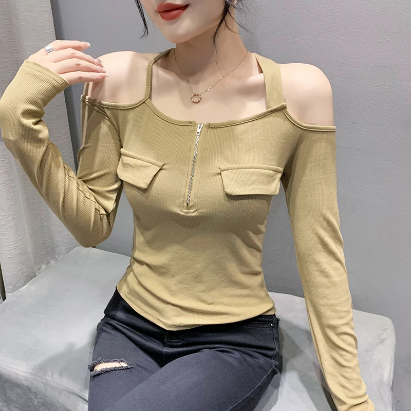 

New Korean Fashion Casual Mesh See-through Splicing Hot Fix Woman Tshirts Women Sexy Tops Female Ladies Slim Clothes Py6290