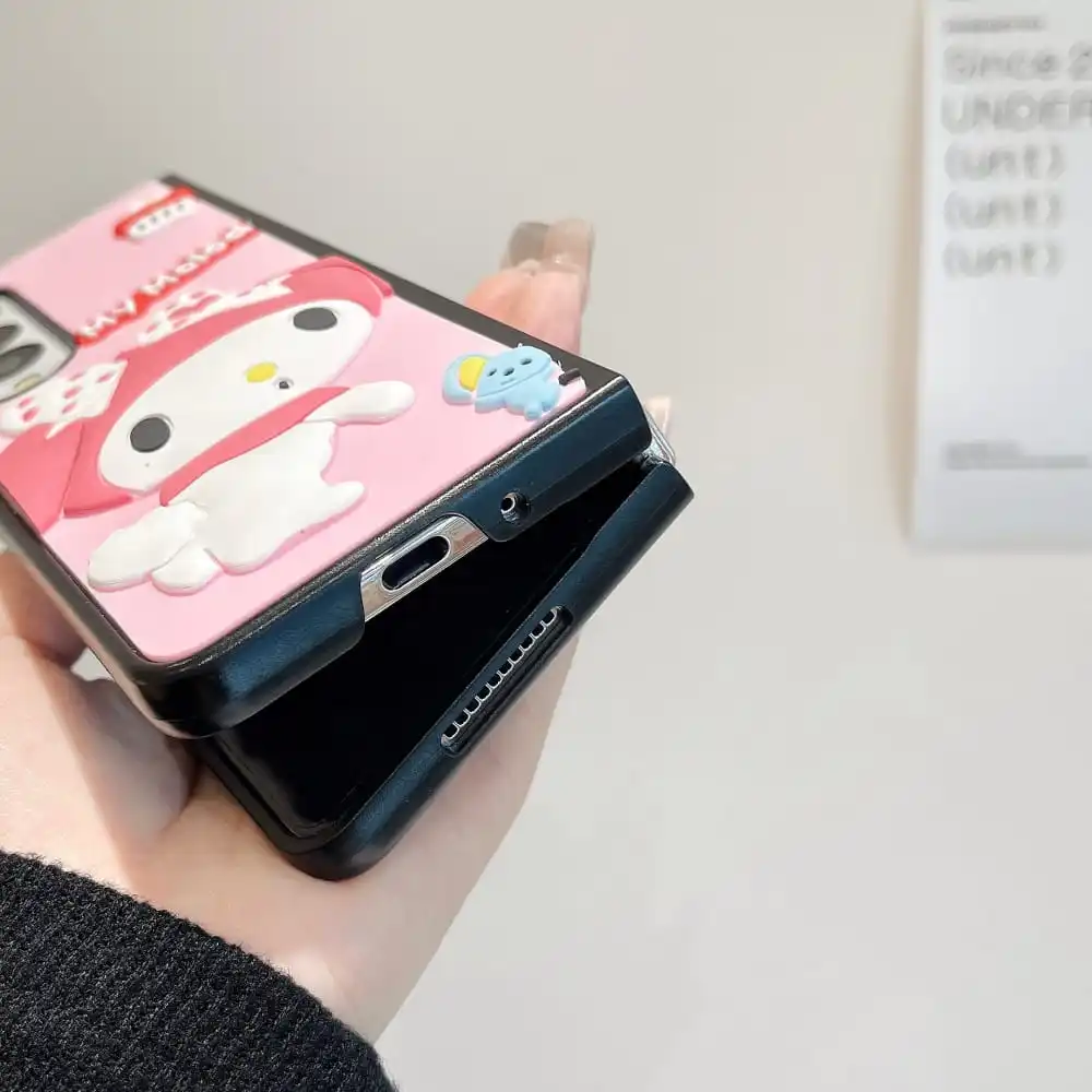 삼성 갤럭시 Z 플립 4 Z플립 5 5G 용 귀여운 만화 산리오 애니메이션 역할 전화 케이스, 부드럽고 사랑스러운 접이식 화면 보호 커버