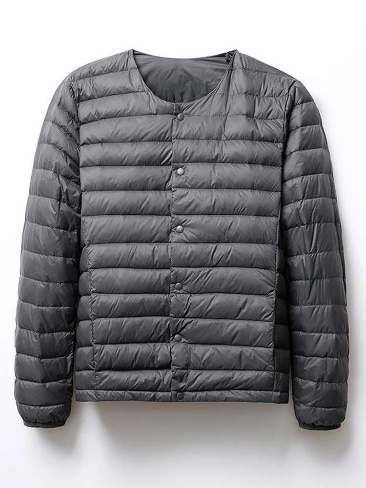 0-10 ℃   2024 neue Herbst Winter Männer Unten Jacken Ultra Licht Kragen Puffer Feder Mantel Tragbare Reise Winddicht Mann Windjacke