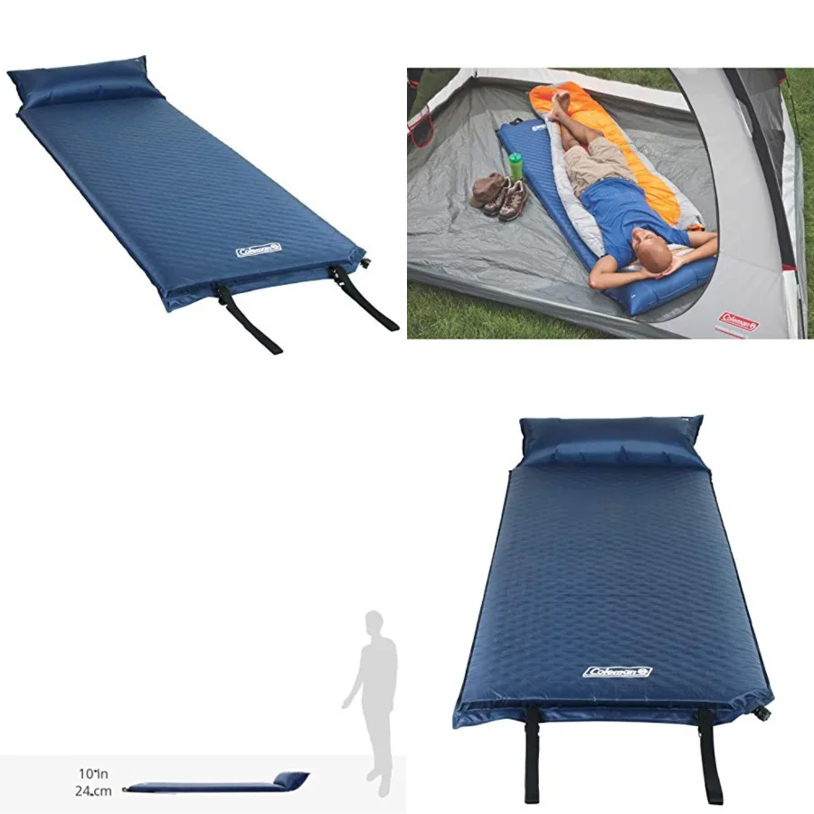 

Self-Inflating Sleeping Pad with Pillow, Lightweight Inflatable Camp Pad with Extra Support Quick Deflation, No Air Pump Needed