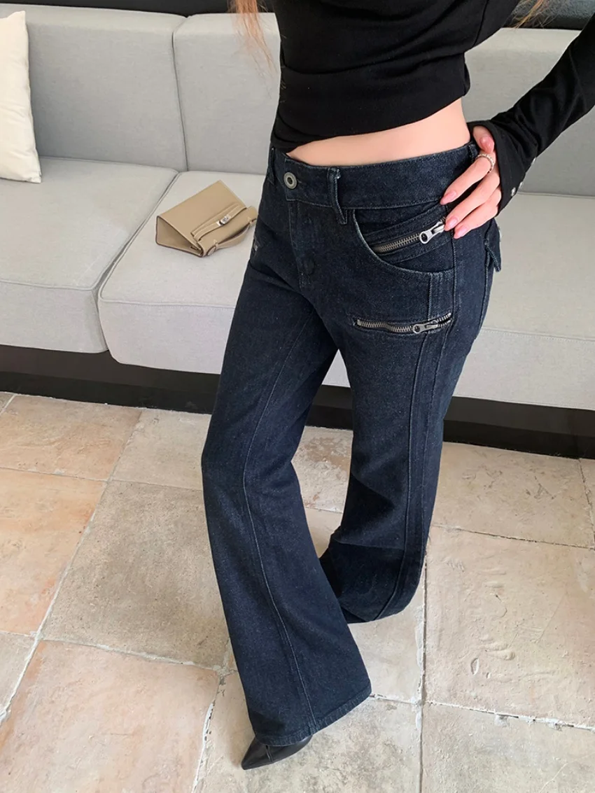 Alien Kitty Y2K Women Flare Jeans Denim Pants Slim Fit 2026 Chic Retro High Waist Daily Loose New Mopping OL Streetwear