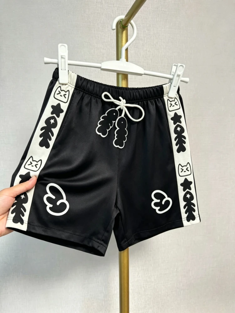 Summer New Cotton Short Pants for Women,Japanese High Waisted,Cute Cat Cartoon Print Casual Fashion Daily Female Bottoms