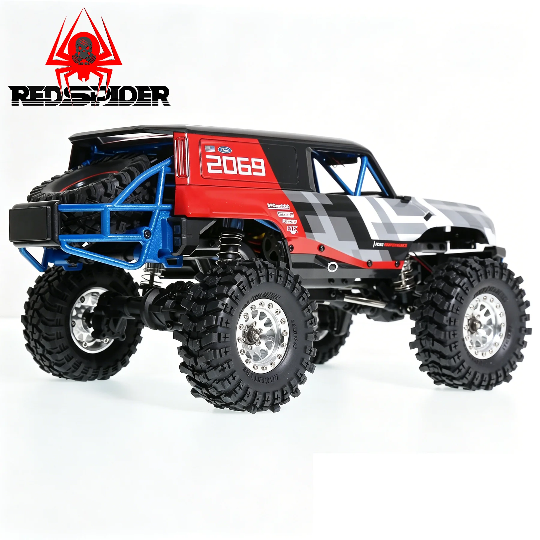 RED SPIRDER 4Pcs 1.3 Beadlock Wheels and Tires OD 69.8mm for 1/18 1/24 RC Crawler Car TRX4M SCX24 FCX24 FCX24M AX24 Upgrade Part