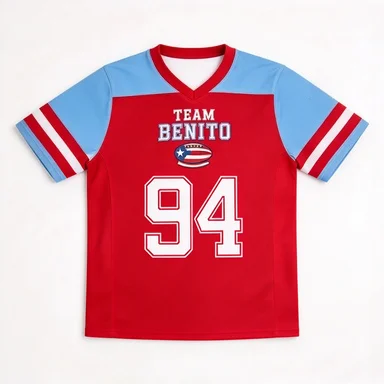 3D Full Screen Printed Mesh V-neck Short Sleeved Red Light Blue Number 94 National Team Retro Football Shirt Streetwear Top