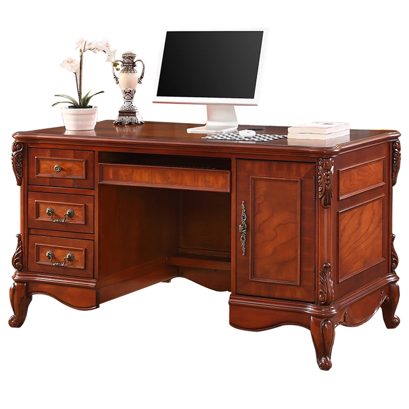 American solid wood desktop computer desk, study room, European writing desk, study table, simple household small apartment desk