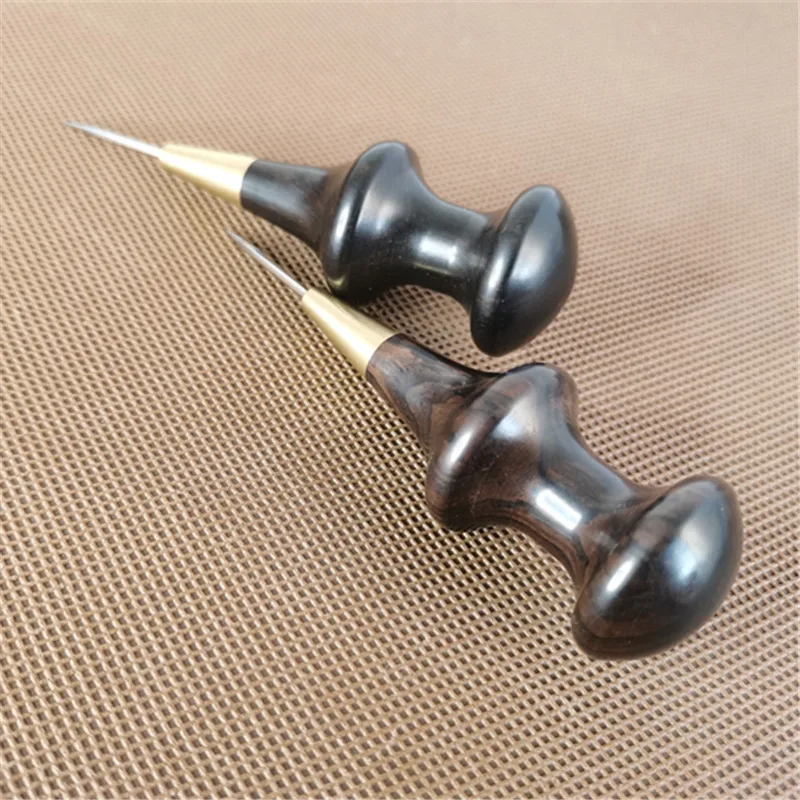 1Pcs Wooden Handle Awl DIY Leather Punch Tool Round Hole Stitching Leather Craft Sewing Awl Handmade Punch Tools