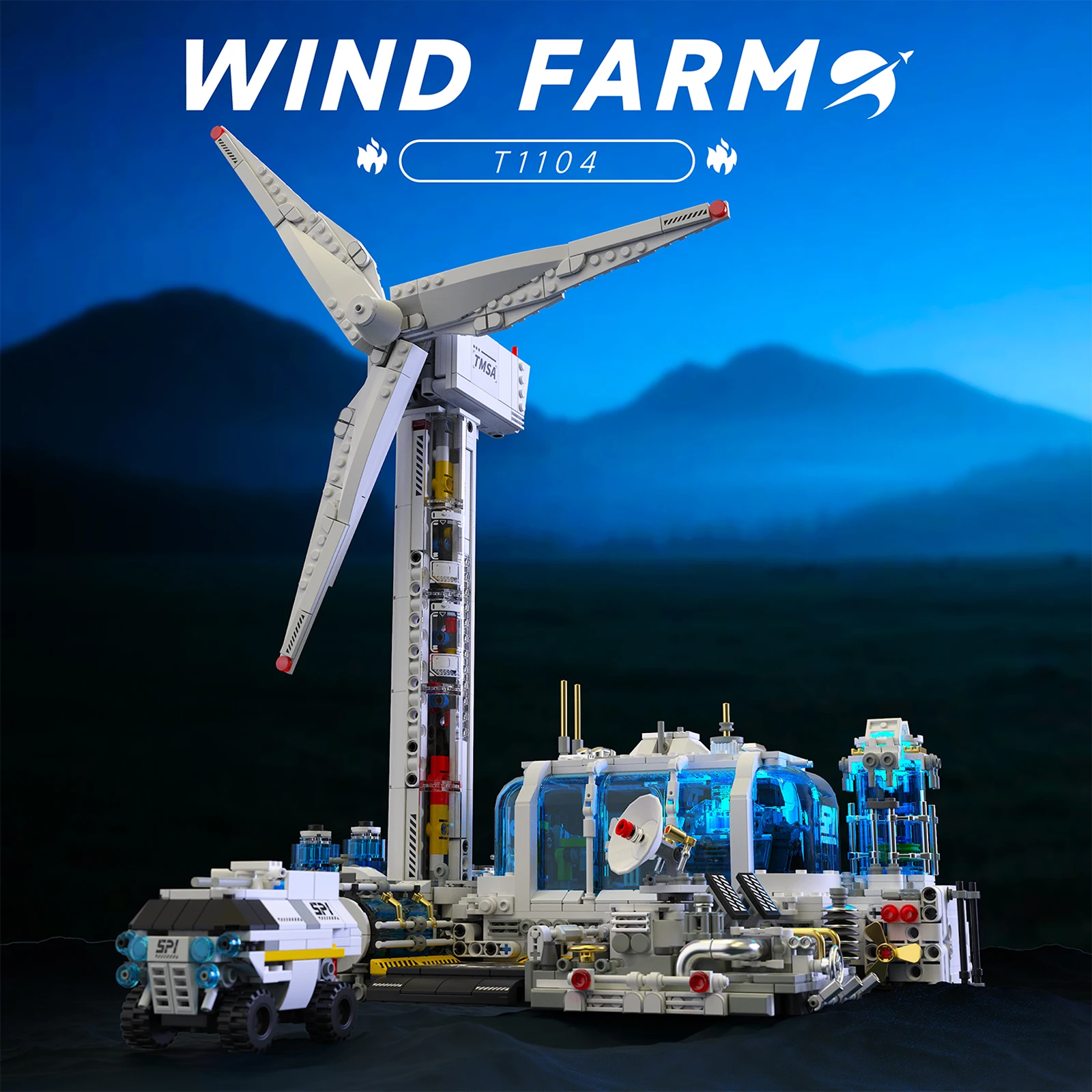 T1104 WTGS Wind Power Station 2291PCS Building Kit with LED Light Motor STEM Education Space Exploration Series Gift
