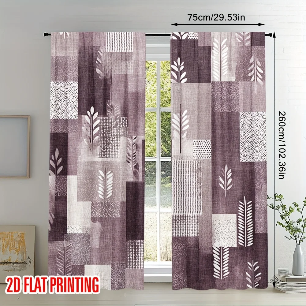 Geometric leaf design curtains, pole-mounted installation. Suitable for living rooms, bedrooms, dining rooms and hotels.
