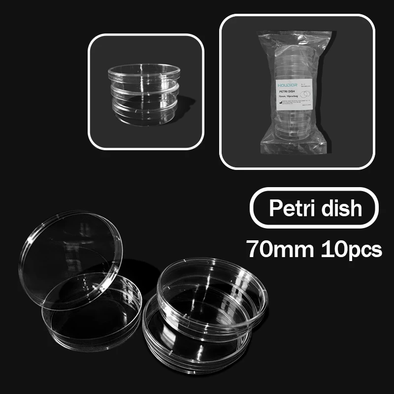 

10Pcs Plastic Sterile Petri Dishes Bacteria Culture Dish with Lids 70mm for Laboratory Biological Scientific School Supplies