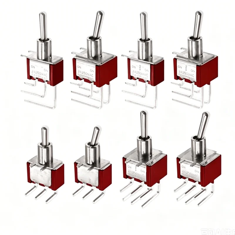 10PCS MTS-102/203 C4/C3 3/6Pin Toggle Switch Bent Switch 2A 3A 10A 125/250V AC SPDT PCB Mount Side Bend Rocker Switch 6MM