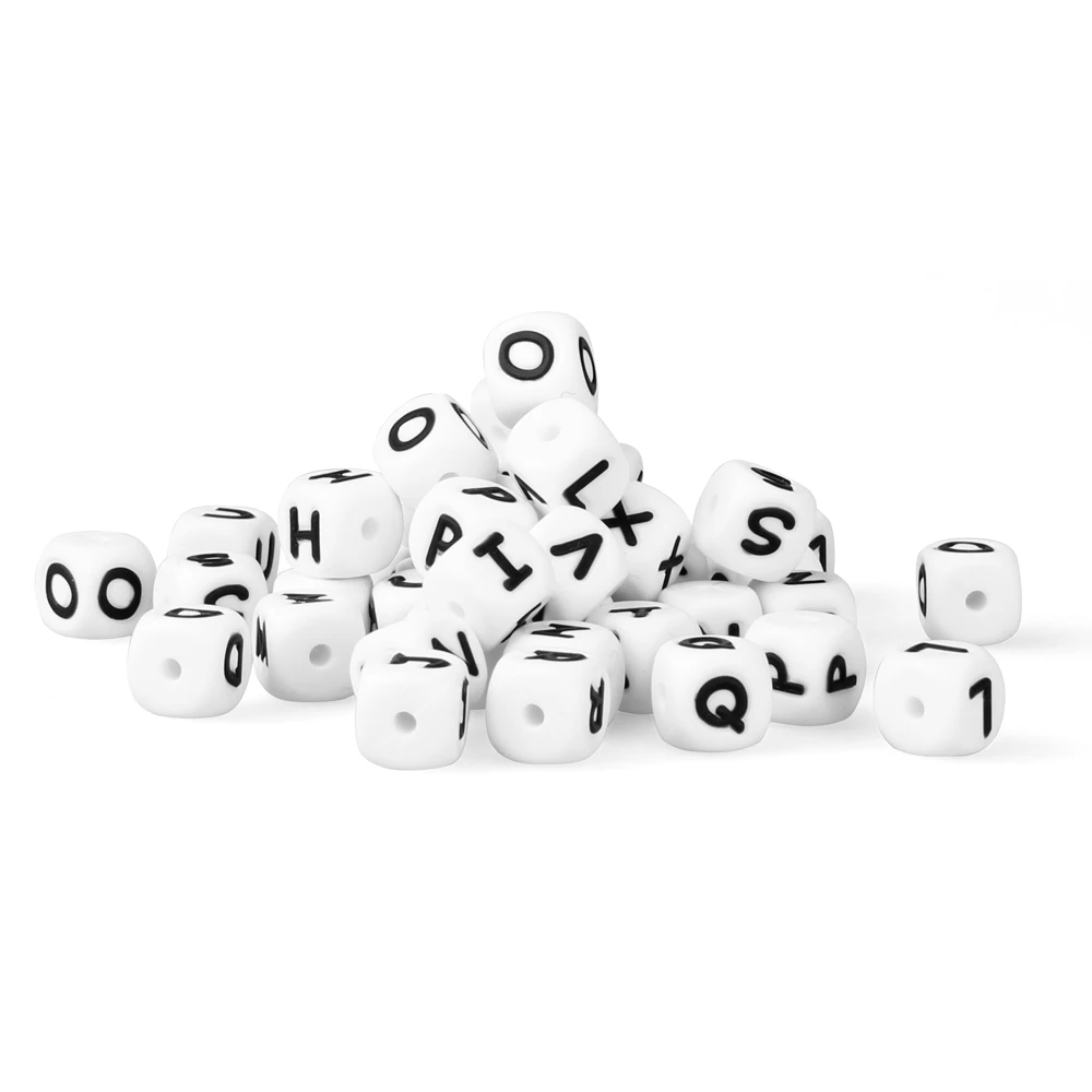 50Pcs 12mm Silicone Letters Beads English Alphabet DIY Personalized Name Keyring Jewelry Accessories For Make Pen