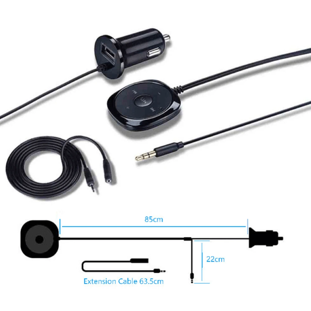 

MP3 3.5mm Audio Music Receiver Adapter USB Charger Hot Handsfree Cigarette Lighter Magnetic Base Bluetooth-Compatible Car Kit