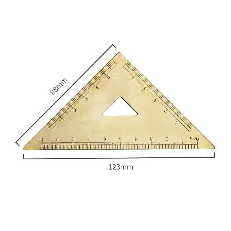 HJ-4Pcs Measuring Ruler Set Drawing Instruments Include Brass Protractor Isosceles Right Angle Triple-Cornered Ruler