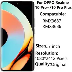 Per OPPO Realme 10 Pro Plus RMX3687 Display LCD con cornice originale Realme 10 Pro + RMX3686 LCD Touch Screen Digitizer Assembly