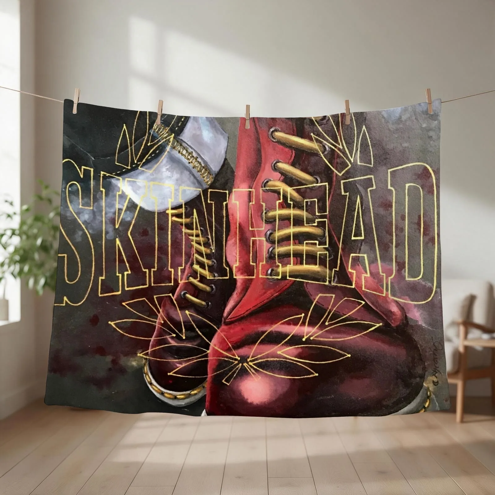 Skinhead boots, contemporary painting Throw Blanket Blankets For Bed Furrys wednesday Bed Fashionable Blankets