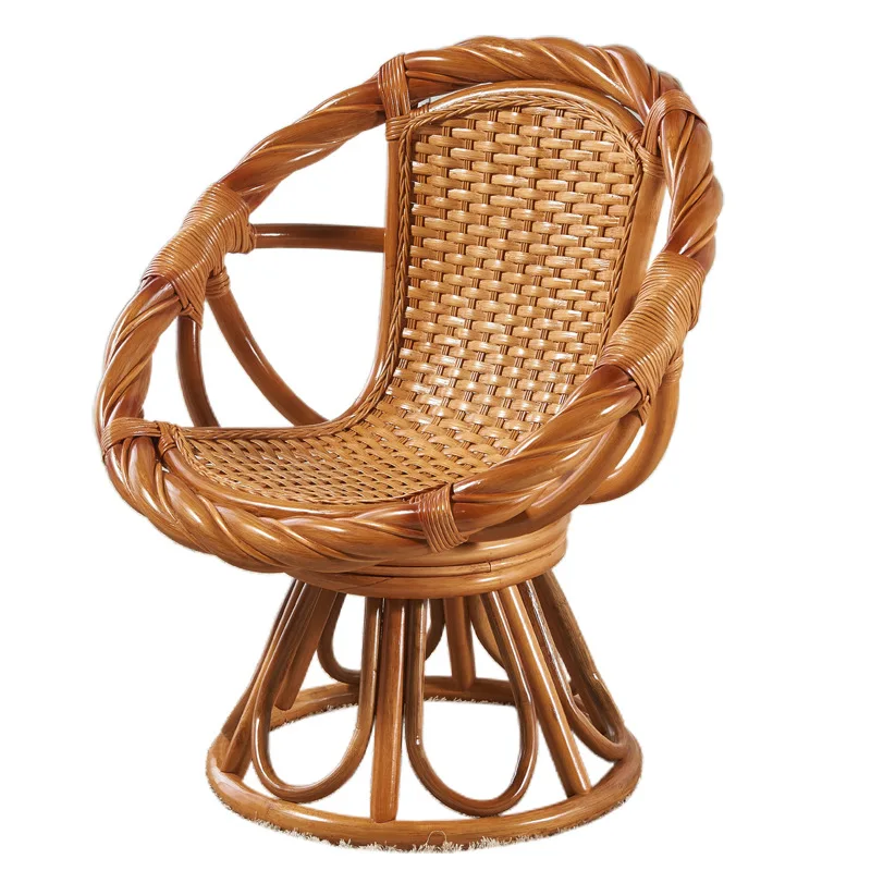 Rotating rattan chair three-piece set, real rattan back chair, coffee table leisure balcony, small table and chairs, and chair c