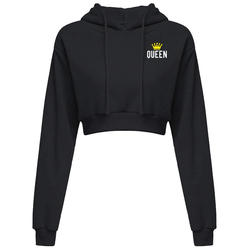 Fashionable women's printed open top hooded sports short jacket with exposed navel hooded sweatshirt casual hoodie