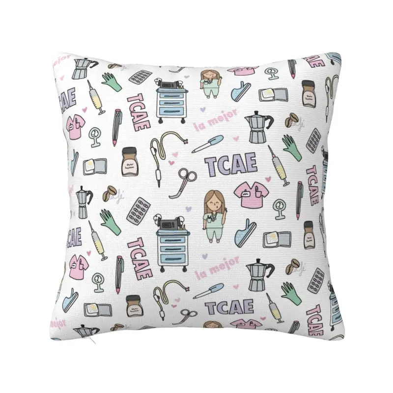 Cartoon Doctor Nurse Enfermera En Apuros Cushion Cover 40x40 cm Polyester Soft Throw Pillow Case For Sofa Decoration Pillowcase