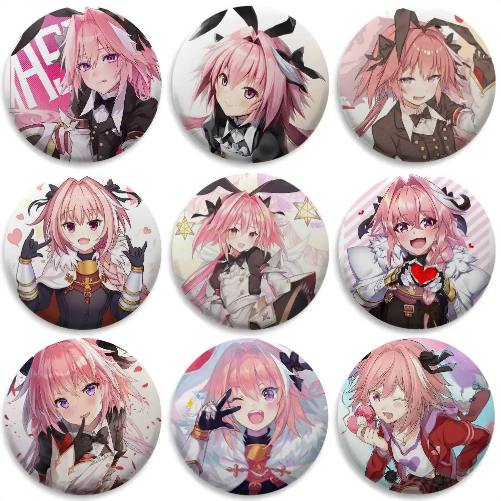 Значки аниме F-Fate Apocrypha Astolfo, круглые изысканные броши со значками, креативные булавки для одежды, шляпы, рюкзака, подарочные аксессуары Значки аниме F-Fate Apocrypha Astolfo, круглые изысканные броши со значками, креативные булавки для одежды, шляпы, рюкзака, подарочные аксессуары