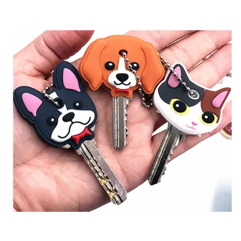 1Pc Different kinds Lovely Animals Silicone Key Ring Cap Head Cover Key Case Shell Cute Key Control Dust Cover Home Accessories