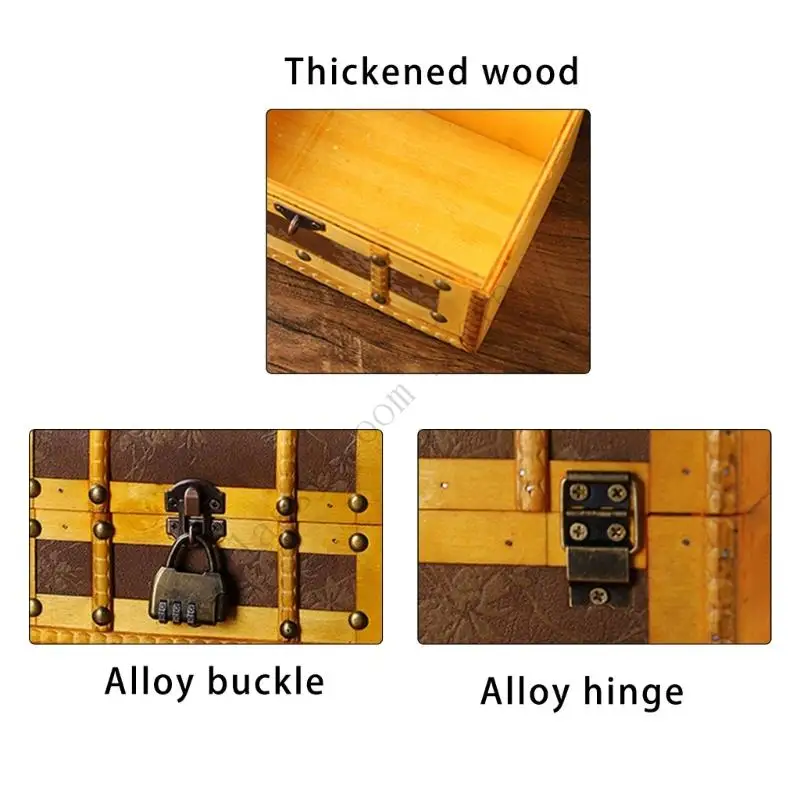 Vintage Wooden Jewelry Storage Box Travel Wood Necklace Bracelet Rings Storage Suitcase Retro Treasure Chest Jewelry Display Box