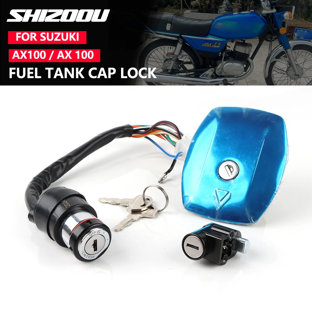 Juego de bloqueo de encendido para motocicleta, tapa de tanque de interruptor de encendido, cubierta de tanque de aceite para Haojue Suzuki AX100 AX 100, juego de bloqueo