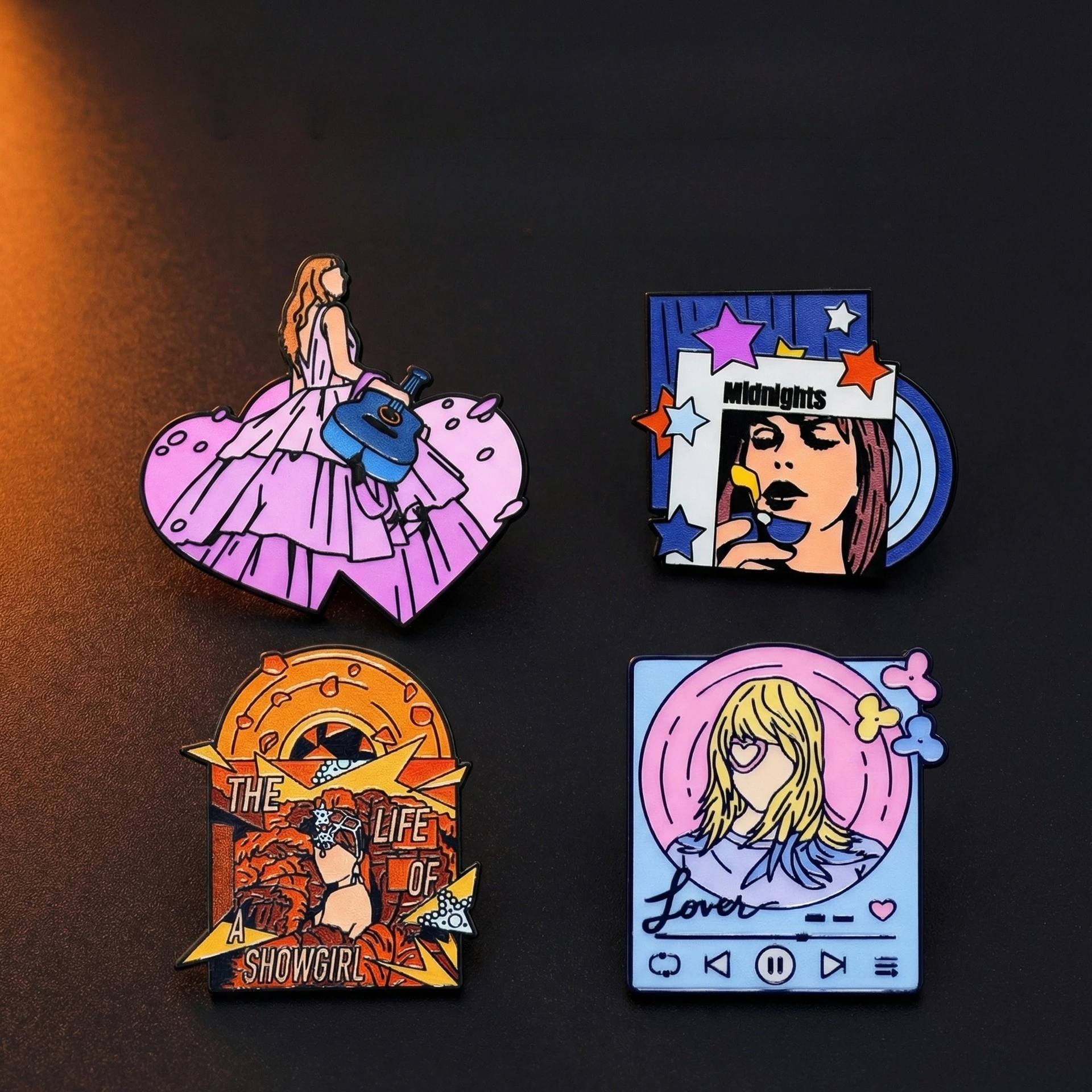 4pcs European and American Famous Pop Singer Enamel Pins Creative Music Peripheral Brooches  Souvenir Jewelry Gifts For Fans