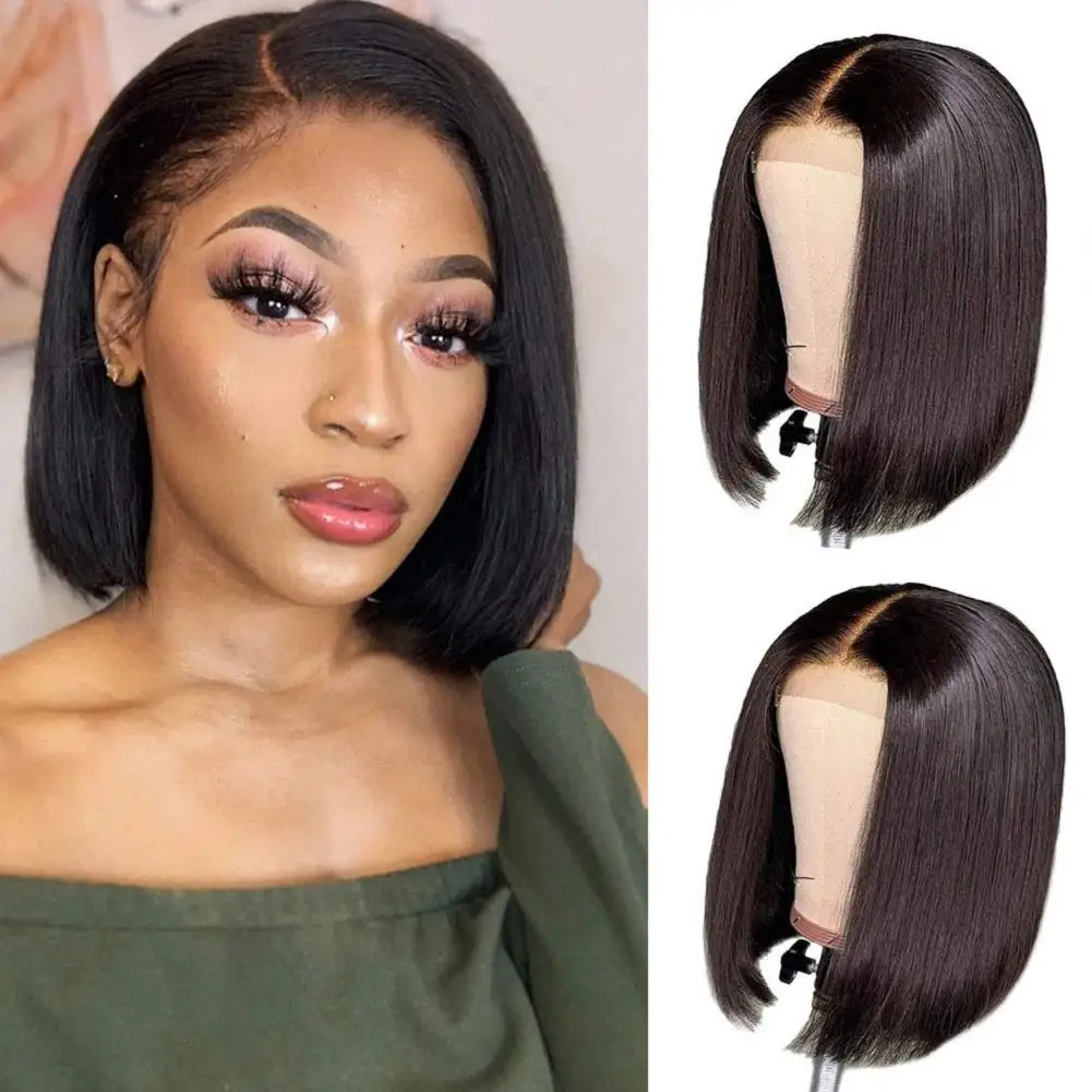 Straight Red Bob 13x1 Lace Front Wig 150% Density Glueless Colored Remy Pre Plucked Hairline T Part Human Hair Short Bob Wig