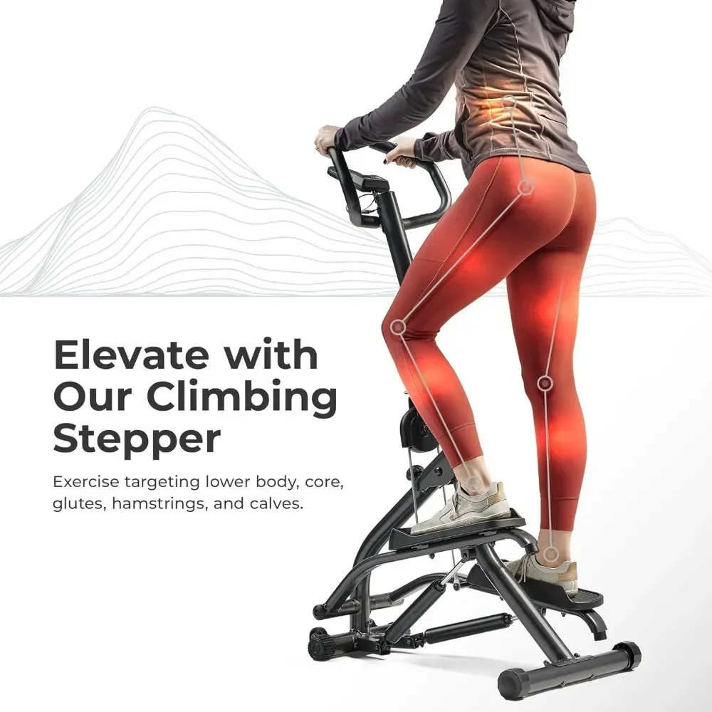 Stepper W/Handlebar, Extended Step Range Machine for Climbing Exercise, Compact, Height-Adjustable, Low-Impact Steppers