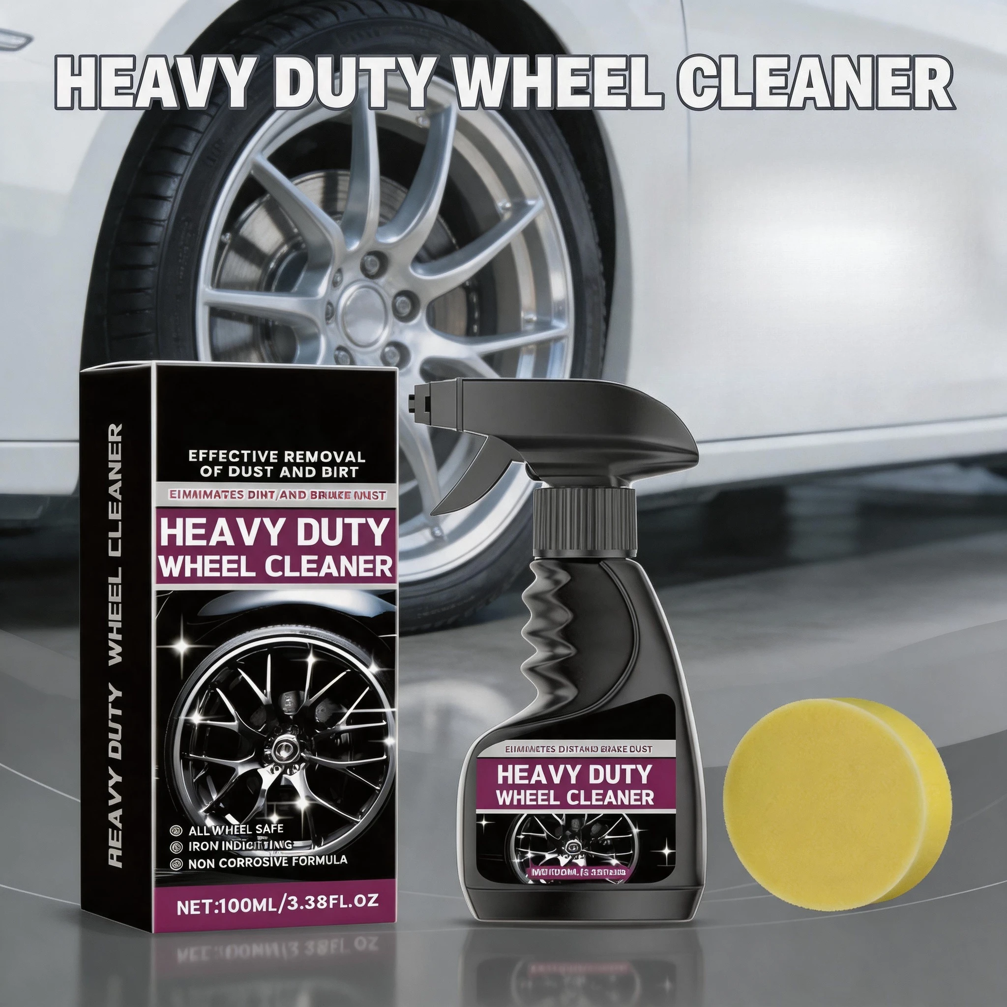 Long Lasting Rim Cleaner Spray 100ml Car Wheel Tire Cleaner Auto Detailing Polishing Tire Cleaning Tools for Car Care