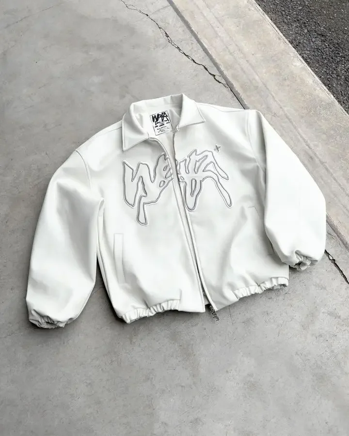 Blouson en Cuir PU à Manches sulfpour Homme, Streetwear, Hip Hop, Rétro, Lettre Brodée, Harajuku, à la Mode, Y2k