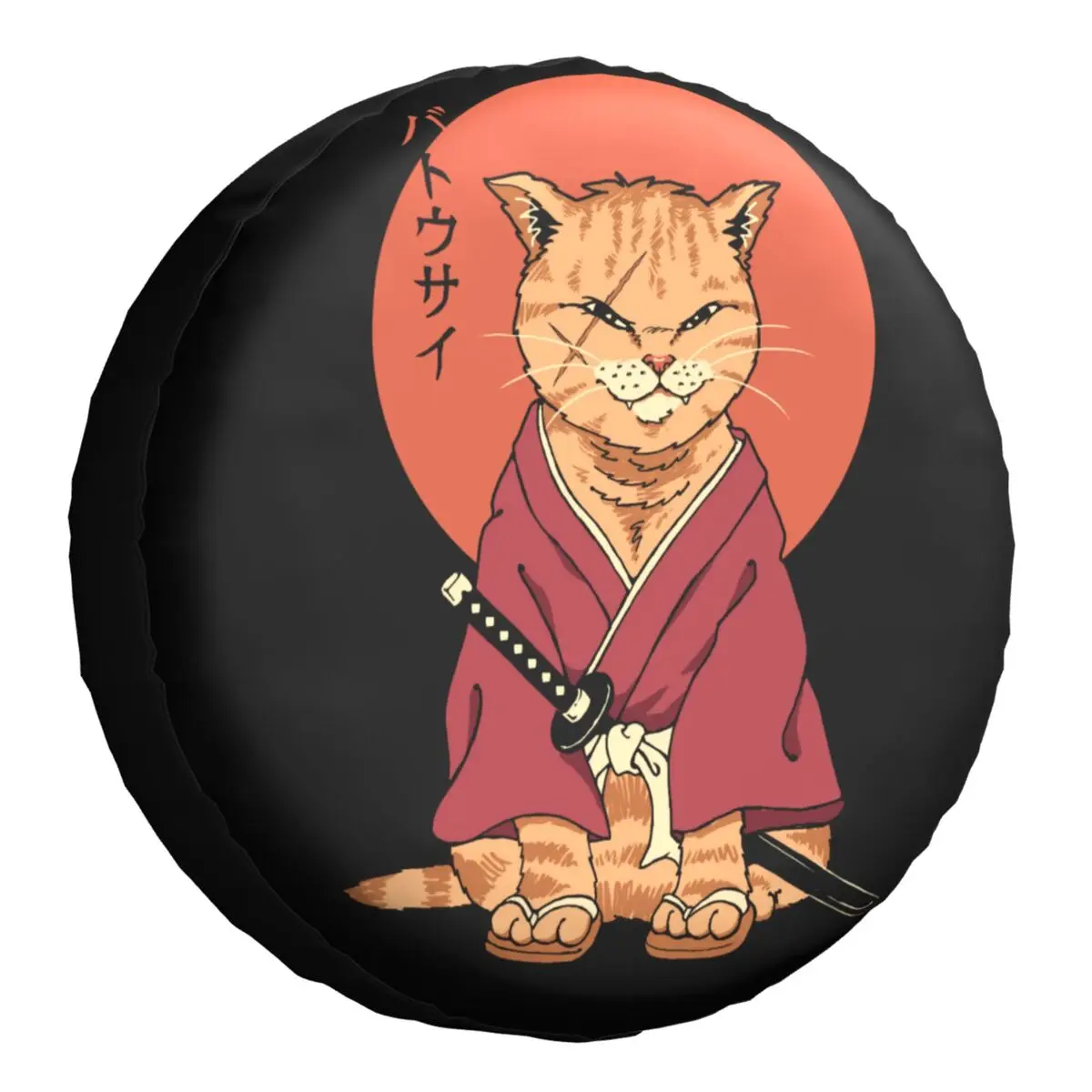 Custom Neko Shinobi Cat Spare Tire Cover for Prado Pajero Jeep Samurai Feline Ninja 4WD 4x4 Trailer 14\