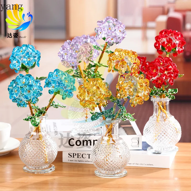CX crystal hydrangea ornament living room TV cabinet display cabinet gift