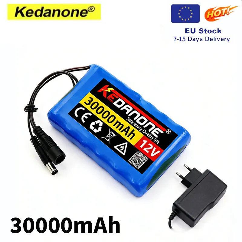 EU-Lager, schneller Versand, neues 12V 30000mAh 30Ah 3S2P 18650 Lithium-Ionen-Akkupack, große Kapazität, integriertes BMS, wiederaufladbarer Akku für kleine elektronische Geräte, Notstromversorgung.