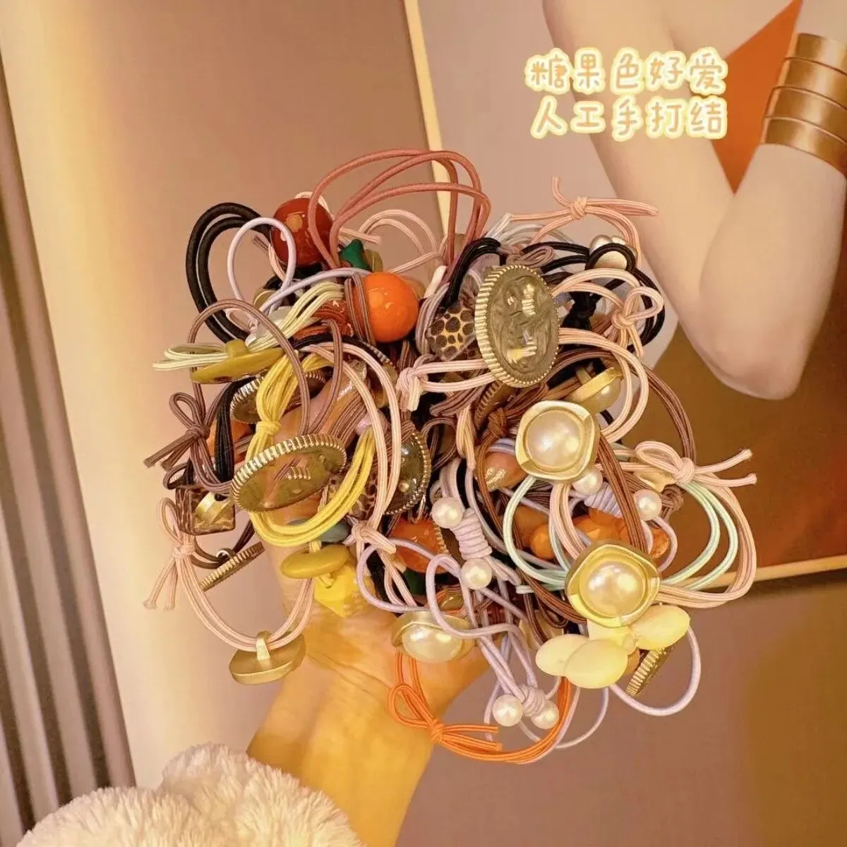 Korean Version of the New Net Red Combination Hair Rope Color Rubber Band Mixed Hair Ring Live Trembles 45 Head Rope Manufacture image 3