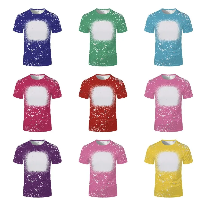 Sublimation Blank T Shirts Unisex Tye Die Tee Tops Polyester Short-Sleeve Tshirt For DIY Heat Transfer Print Logo Image