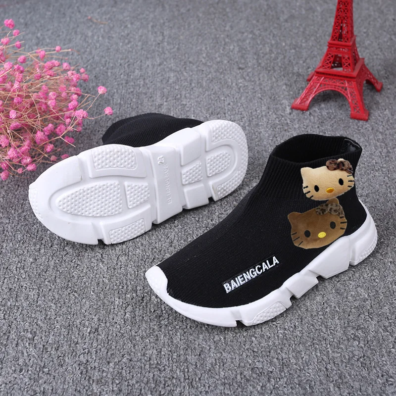 

Осенние кроссовки, детские носки, первые ходунки для малышей, весенние кроссовки Sanrio для мальчиков и девочек, кроссовки из тканой сетки, повседневная обувь Hello Kitty