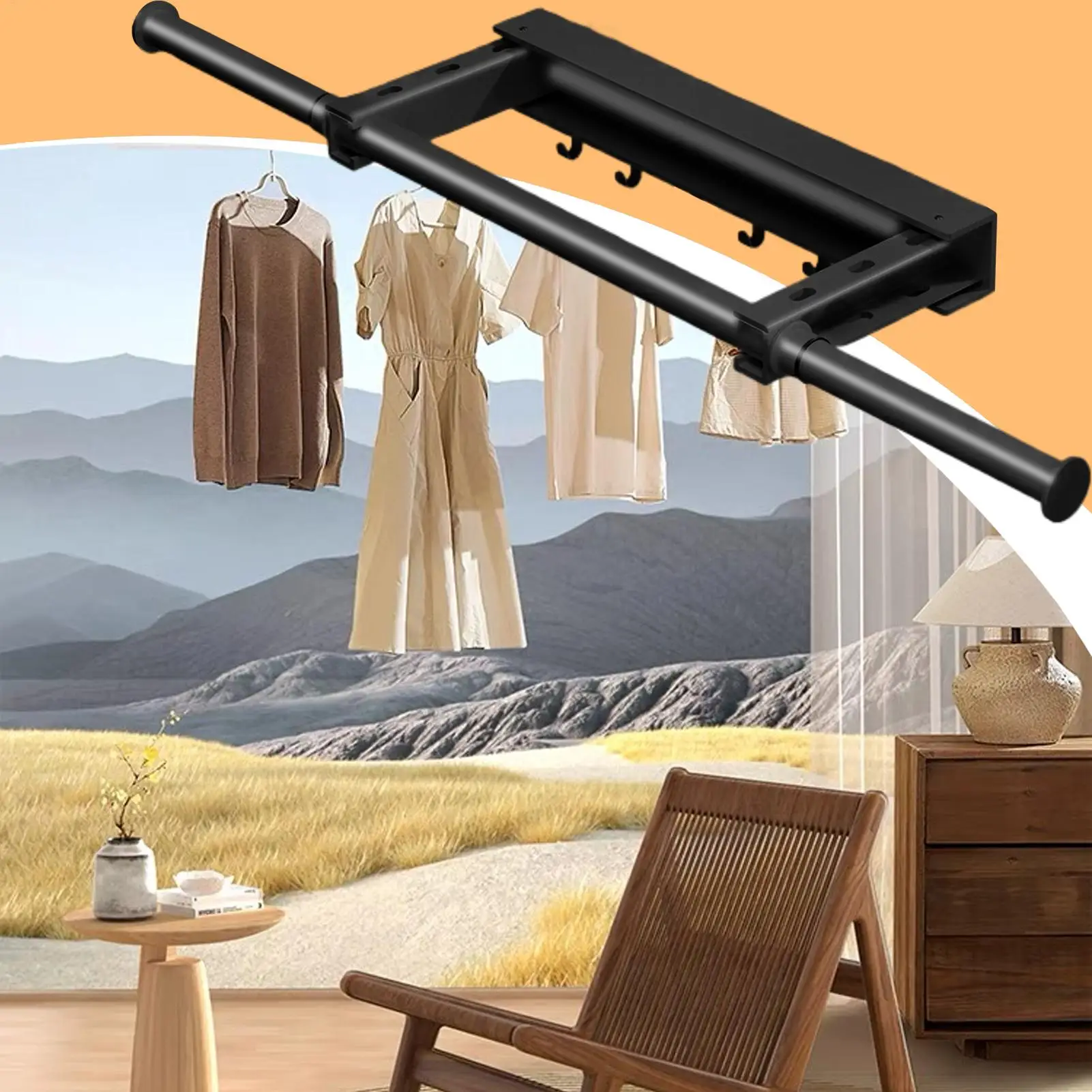 Foldable Wall Mount Clothes Drying Rack Bracket Aluminum Alloy Retractable Durable Devices Holder for Home Bedside Hotel Office
