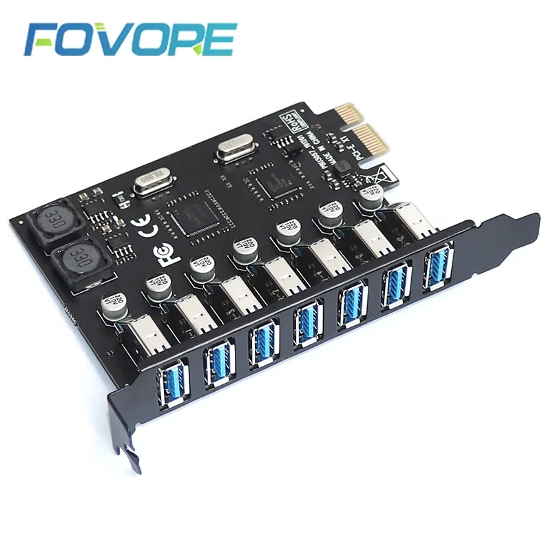 USB 3.0 PCI express adapter PCI e to 7 ports USB 3 expansion adapter Card USB3 PCIe PCI-e x1 controller converter for Desktop