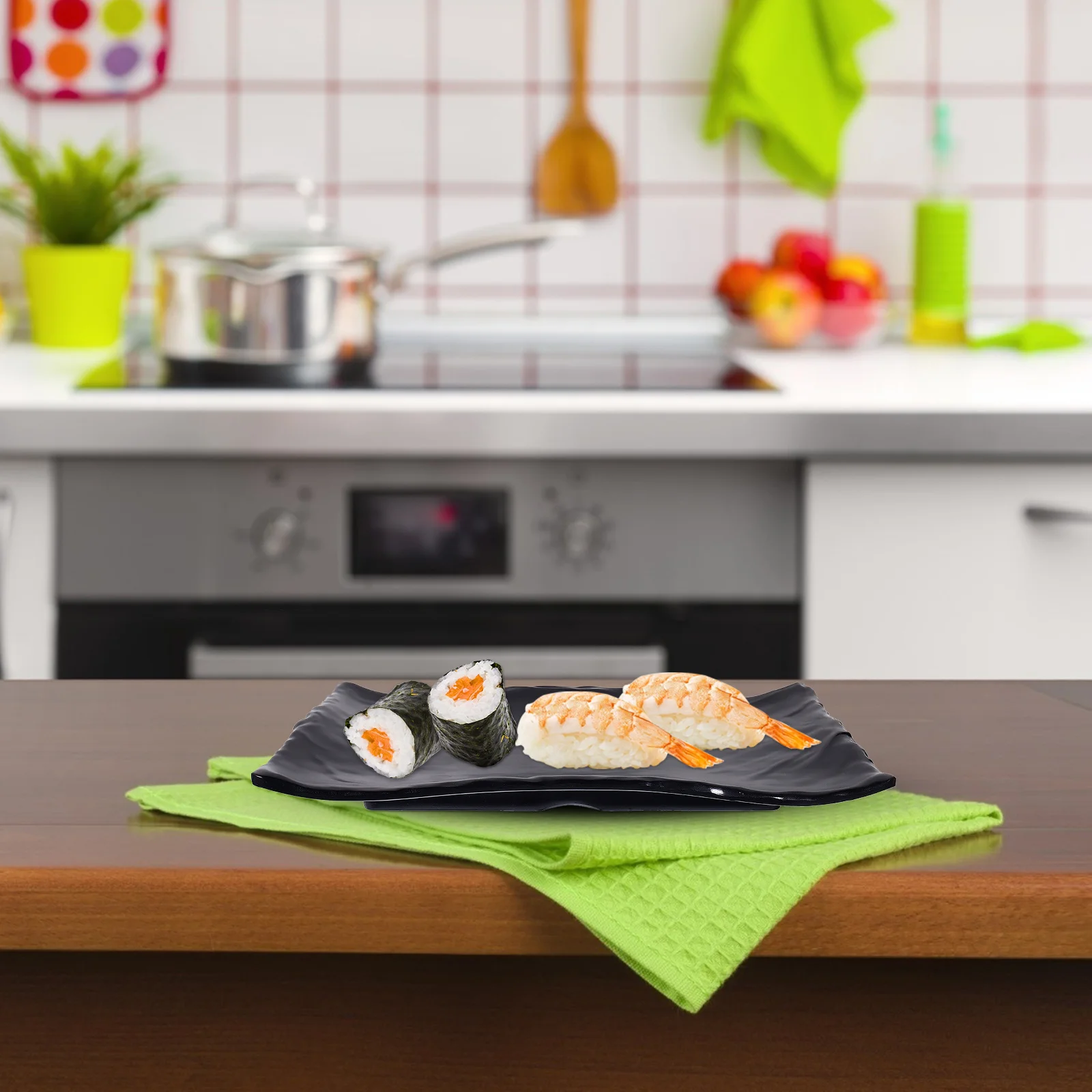 

Japanese Style Sushi Plate Imitation Ceramic Food Dish for Restaurant Hotel Home Bbq Sashimi Serving Tray