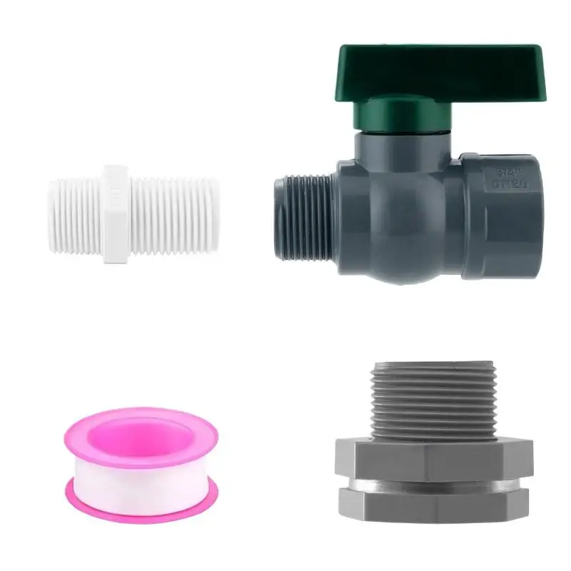Hot 1 Set 3/4 Inch Rain Bucket Valve Rain Bucket Spigot Kit PVC Rain Bucket Diverter Kits With Bulkhead Fitting Adapter 3/4''