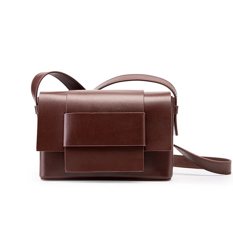 

New Leather Satchel Bag Heavy Woven Small Square Flap Bag Minority Design Shoulder Women's Bag
