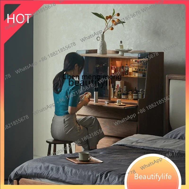 

z1q Black Walnut Solid Wood Chest of Drawers Bedroom Living Room Tea Storage Side Display Cabinet Dresser