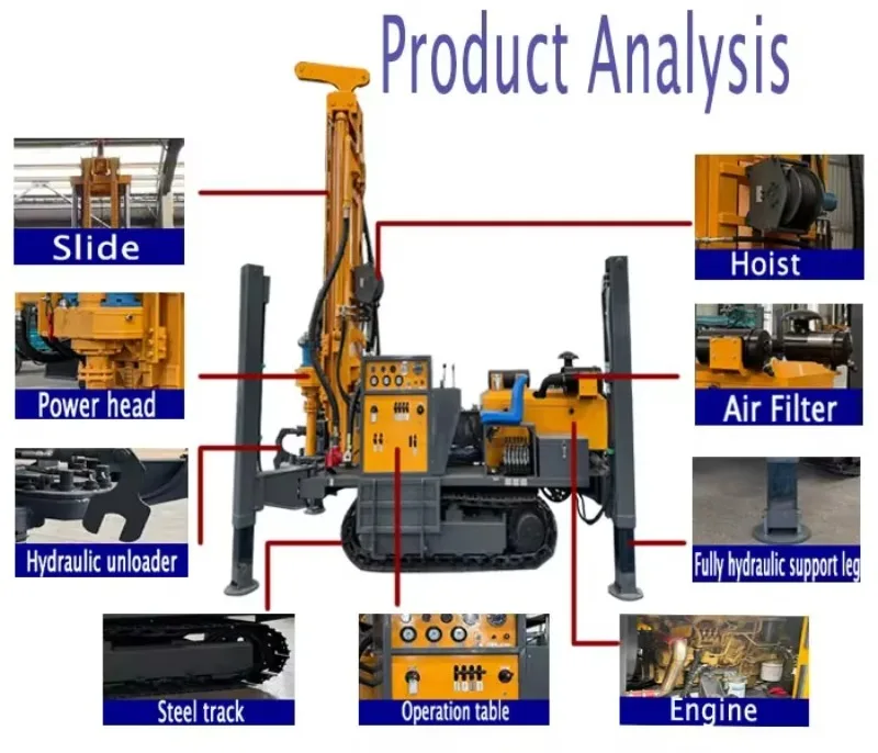 Customized 300 Meter Water Well Drilling Rig Machine 220V With Pump And Engine Core Components For Water Well Drilling