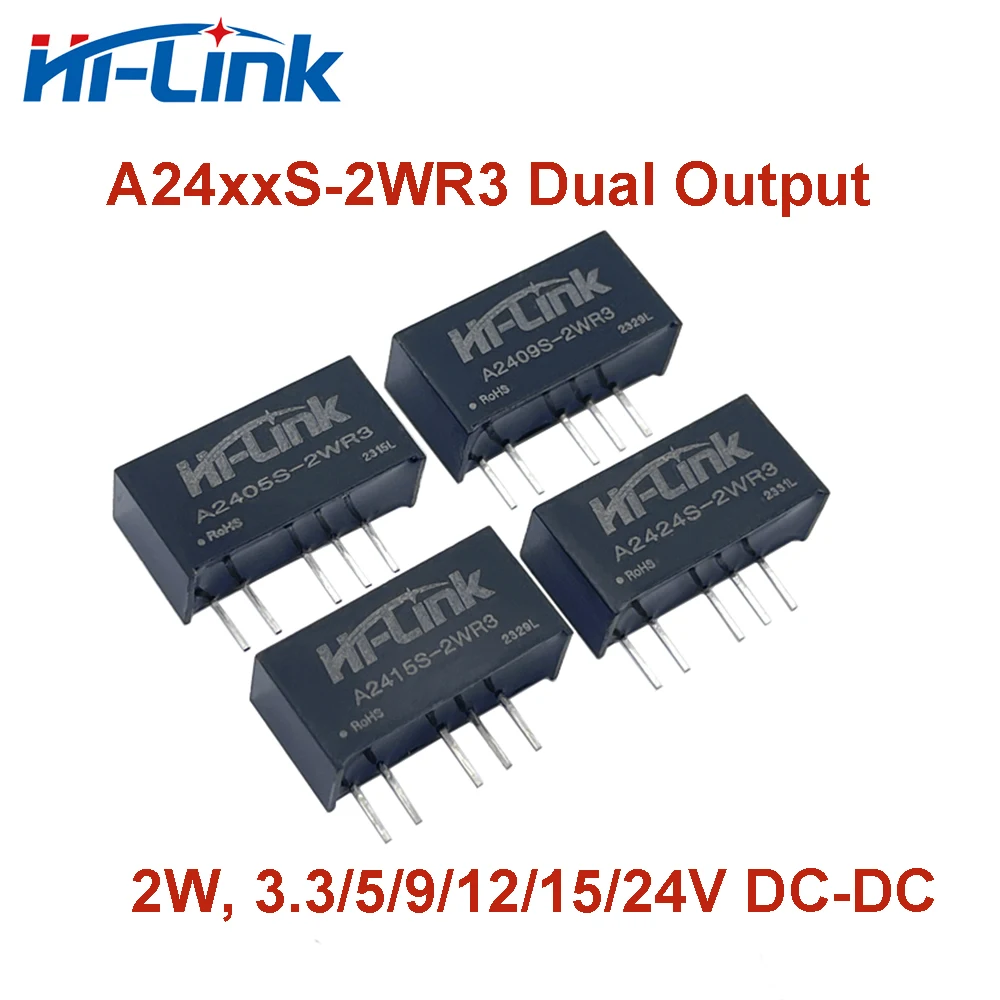 

Hi-Link New DC-DC A24xxS-2WR3 2W 3.3V/5V/9V/12V/15V/24V Dual Output Isolated Power Supply Converter Module