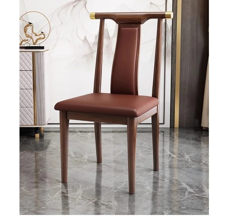 New Chinese solid wood dining chair home soft bag chair leisure restaurant light luxury durable stool hotel hotel chair