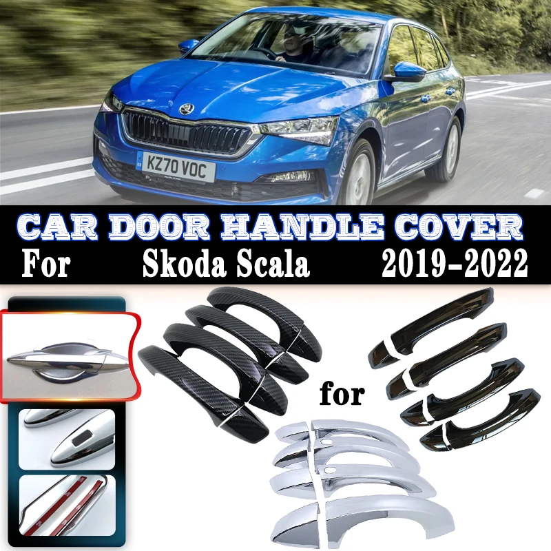 For Skoda Scala 2019 2020 2021 2022 Car Door Handle Luxurious Covers Exterior Scratch Anti-rust Protective Decor Car Accessories