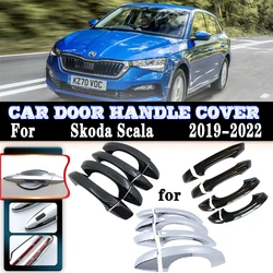 For Skoda Scala 2019 2020 2021 2022 Car Door Handle Luxurious Covers Exterior Scratch Anti-rust Protective Decor Car Accessories